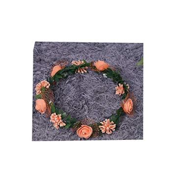 Imagem de Bigfanshu Garland feminina Super Xiansen acessórios para madrinha de casamento foto infantil flor coreana cabelo em pó, Laranja, One Size