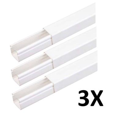 Imagem de Kit 3 Canaletas Cabos Fios Fita Dupla Face 2Mt Branco