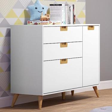 Imagem de Cômoda Infantil 1 Porta 3 Gavetas Caring Serpil Baby Branco/carvalho