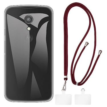 Imagem de Shantime Capa Motorola Moto G 2ª geração + cordões universais para celular, pescoço/alça macia de silicone TPU capa protetora para Motorola Moto G2 (5 polegadas)