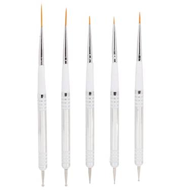 Imagem de Pincéis de Arte para Unhas, 5 Peças de Pincéis de Delineador de Arte para Unhas de Ponta Dupla e Caneta Pontilhada para Unhas, Conjunto de Pincéis para Esmalte Em Gel para Salão