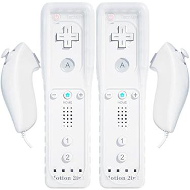 Imagem de Pacote com 2 controles remotos Wii com Wii Motion Plus Inside | Controle Shock Wii Nunchuk | Compatível com Nintendo Wii, Wii U