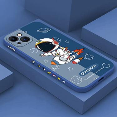 Imagem de Capa de telefone de silicone de astronauta bonito para iPhone 14 13 12 11 Pro MAX X XS XR 7 8 Plus SE 3 TPU macio capa à prova de choque, 4 azul, para iPhone 7