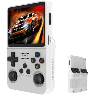 Imagem de Mini Game Portátil Video Game Console de bolso para jogos RG36S, cartão TF de 64 GB integrado, tela IPS de 3,5 polegadas, sistema Linux retrô, suporte a mais de 5400 jogos clássicos, gamepad sem fio 2.4G, TV, monitor - Branco.