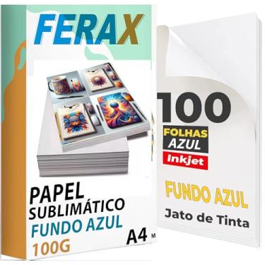 Imagem de Papel Sublimatico A4 Fundo Azul 100 Folhas - Profissional Cor:Azul Verso Papel sublimação impressão com impressora jato de tinta 100g - caneca porcelana, camisa, camisetas de poliester e resinados