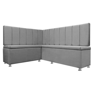 Imagem de Kit Canto Alemão Liso 4 Lugares com Baú Veludo Cinza 1,25x1,60m SOFA STORE