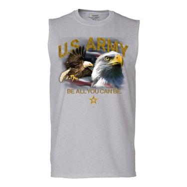 Imagem de Tee Hunt Camiseta US Army Be All You Can Be Muscle American Military Strong Veteran DD214 Patriotic Armed Forces Licenciada Masculina, Cinza, G