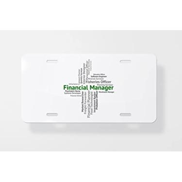 Imagem de Financial Manager representa a capa para placa de licença de trabalho e lucros – Capa para placa de carro – Capa para placa de carro 15 x 30 cm