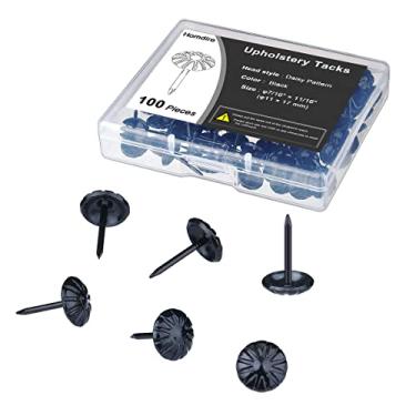 Imagem de Tachas pretas para estofados, 100 peças de tachinhas decorativas para estofados decorativos, para sofás, margaridas para madeira