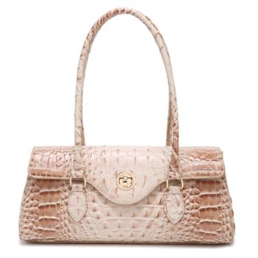 Imagem de Makcr Joacbv Bolsa feminina de couro com alça superior com estampa de crocodilo de alto valor, Rearl, 11.9