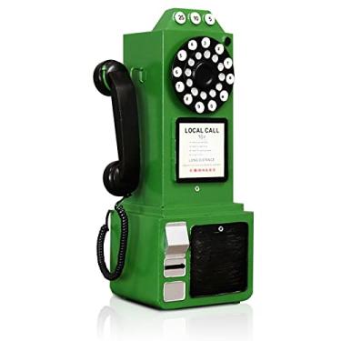 Imagem de Telefone antigo - mostrador rotativo, modelo de telefone fixo, vintage, clássico, adereços de telefone retrô montados na parede, ornamentos para decoração de cabine de janela de café bar - 24 cm C x