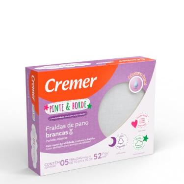Imagem de Fralda Pinte & Borde Branca PC com 5 Unidades, Cremer (Embalagem pode variar)