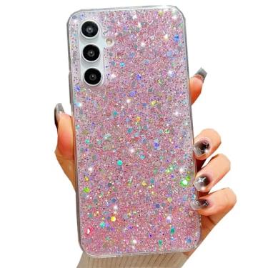 Imagem de Changjia Capa feminina com glitter para Samsung Galaxy A55 5G, brilhante, brilhante, reflexiva, macia, à prova de choque, para meninas, fina, fina, para Galaxy A55 5G 6,5 polegadas (rosa)