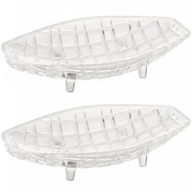 Imagem de 2 Centros de Mesa Cristal Deli Lyor 26x14x5,5cm Fruteira Decorativo Sala Jantar