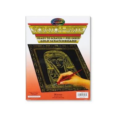 Imagem de Melissa & Doug Scratch Art Scratchboard - 50-Pack, Shimmering Gold on Black Background