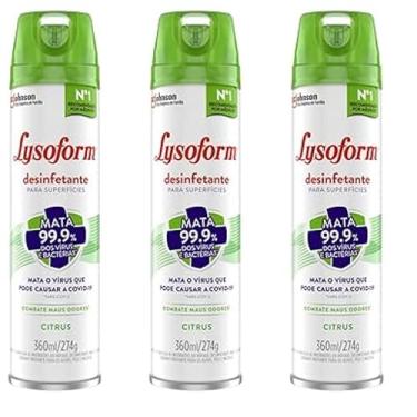 Imagem de KIT com 3 Desinfetante Lysoform Superfícies 360ml - Citrus