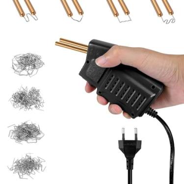 Imagem de SZITW Máquina de solda de plástico portátil Kit de reparo de rachaduras no painel do carro portátil Corte térmico Grampeador quente Conjunto de ferramentas de reparo de plástico com 400 peças de prego