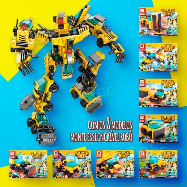 Imagem de Kit Completo Truck Bots Robô Transformers 8 Caixas Blocos de Montar e Desmontar Caminhões 2 em 1 Block Brinq 345 Peças