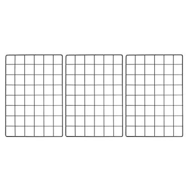 Imagem de YOKIVE 3 peças de painel de grade de arame de ferro, placa de painéis decorativos | Suportes de exibição de fotos com moldura suspensa para escritório em casa (preto, 40,6 x 30,5 cm)