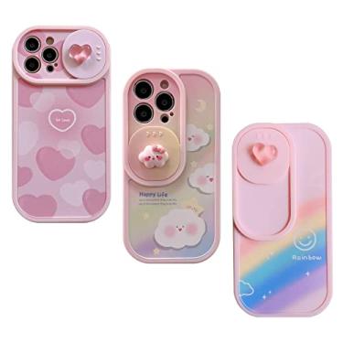 Imagem de bafokrim Super protetora, capa de telefone fofa de coração de amor Kawaii para iPhone 11 Pro Max, capa de desenho animado rosa com protetor de lente de câmera para meninas e mulheres