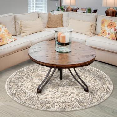 Imagem de Fortsea Tapete redondo lavável de 1,8 m, tapete com vários círculos, 15 x 15 cm, cozinha, sala de estar, quarto, sala de jantar, tapete redondo de 1,8 m para sala de estar, tapete redondo grande