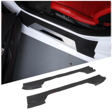 Imagem de Suetlcoity Protetor de soleira de porta compatível com Corvette C8 2020-2024 Capa de peitoril de porta interna adesivo de acabamento de placa de proteção de soleira de porta adesivo de acabamento