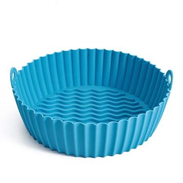 Imagem de FUYTERY Forro de Silicone Fritadeira a Ar Forro Reutilizável Resistente ao Calor Pergaminho (Para 3 a 5 QT) (Azul, 9.5)