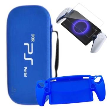 Imagem de Bag Bolsa Estojo + Capa Silicone Antiderrapante + Película Vidro Temperado Compatível com Ps Portal (Azul)