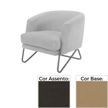 Imagem de Poltrona MH-3788 Herval Base Metal Laca Fosca Bronze Metalizado Assento Estofado Marrom Paraty K