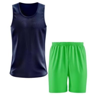 Imagem de Kit Calção Short Futebol Basquete Verde + Regata Masculina Lisa Básica Dry-Masculino