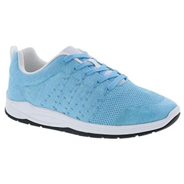 Imagem de Drew Tênis feminino Galaxy Comfort Stretch com palmilha removível profundidade dupla, Azul/tecido, 7 Narrow