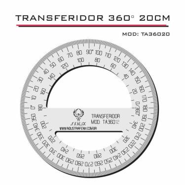 Imagem de Transferidor 360 20Cm Transp Acrílico Desenho Técnico Fenix