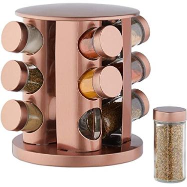 Imagem de Porta Tempero Condimento Rose Gold Giratório 12 Potes