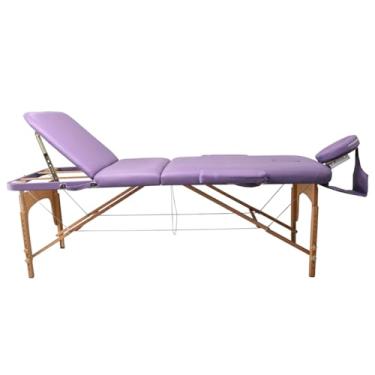 Imagem de Maca Dobrável Madeira 250kg Estética Massagem Portátil Cor Lilás Claro - Gold - Modelo 3 Seções 1,80x60cm