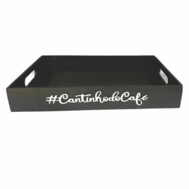 Imagem de Bandeja Decorativa Preta Decoração de Cozinha Cantinho Do Café Grande 