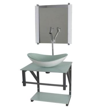 Imagem de Gabinete de vidro para banheiro 40cm ac slim full com espelho - Cubas 