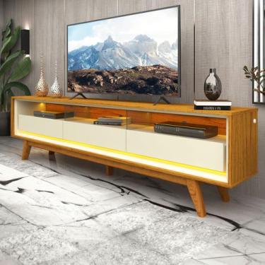 Imagem de Rack para TV Até 85 Polegadas Requinte 3 Gavetas 100% Mdf com Pés e Le