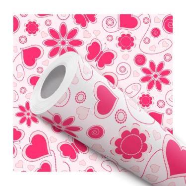 Imagem de Papel de Parede Vinílico Coração Borboleta Rosa Pink Menina Quarto 1.5