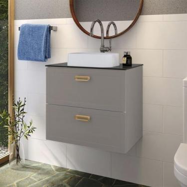 Imagem de Gabinetes para Banheiro em Aço com Tampo de Vidro 67cm Odin Cozimax