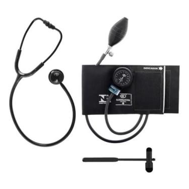 Imagem de Kit Esfigmomanômetro + Estetoscopio Duplo Bic + Martelo Buck