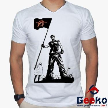 Imagem de Camiseta Ateez 100% Algodão K-pop Mingi Geeko, Branco gola v, GG