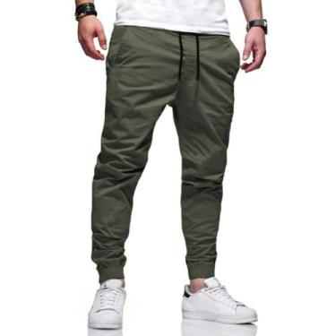 Imagem de Calça Jogger Masculina Verde C/ Punho Lycra Elastano - Kaimu Jeans