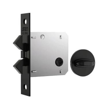 Imagem de Fechadura Stam Porta De Correr Wc 1006s Preto Fosco Roseta Redonda