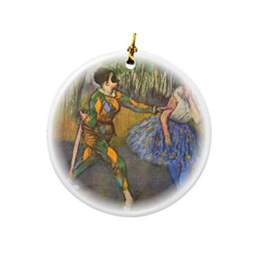 Imagem de Rikki Knight Edgar Degas Art Arlequim e Columbine Design Redondo Porcelana Dupla Face Ornamentos de Natal