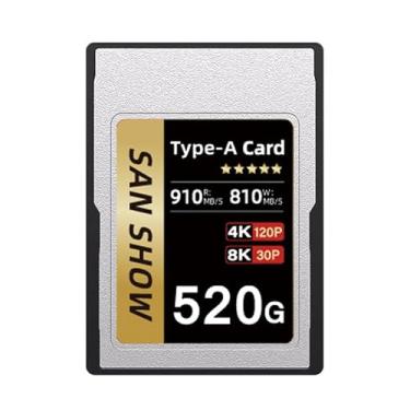 Imagem de SANSHOWSD Cartão de memória CFexpress tipo A, leitura de até 910 MB/s e gravação de 810 MB/s para gravação de vídeo e foto em 4K 8K, compatível com câmeras Sony Alpha e FX, suporta PCle 3.0 (ouro, 520