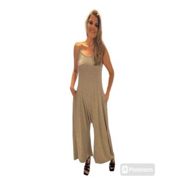 Imagem de Macacão pantalona com bolço e regulagem nas costas - MK MODAS, Mostard