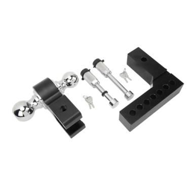 Imagem de Jogo do Engate de Reboque, Engate de Reboque Ajustável 6in Gota Ascensão 12500lbs Capacidade de Aço Inoxidável para 2in Caminhão Pesado Gtw Tração Receptor Gancho (Preto)