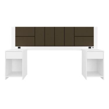 Imagem de Cabeceira Estofada Para Cama Queen Dubai Com Led Bra/mar- M. Arapongas