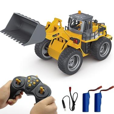 Imagem de Carregadeira frontal RC de 9 canais, trator carregador de pá de liga leve 4WD, 2.4Ghz RC Bulldozer Construction Vehicle Radio Control Tractor Truck Toy com luzes para crianças de 8 a 12 anos de idade