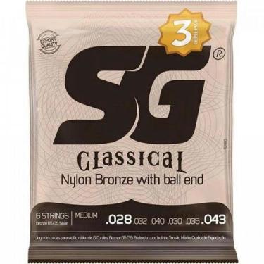 Imagem de Encordoamento Para Violão Nylon Bronze Medium Pack (c/3) Sg